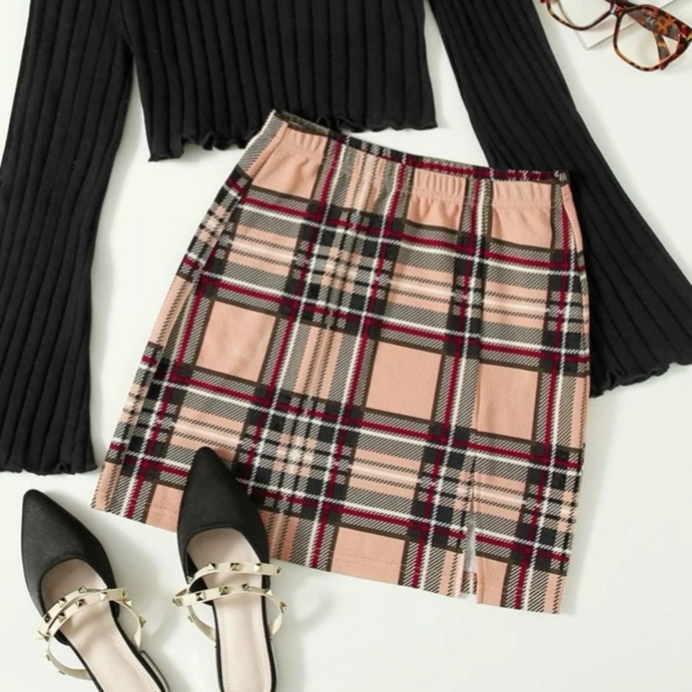 PLAID SKIRT SHEIN L
